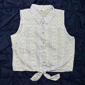 Only Blue and White Eyelet Blouse